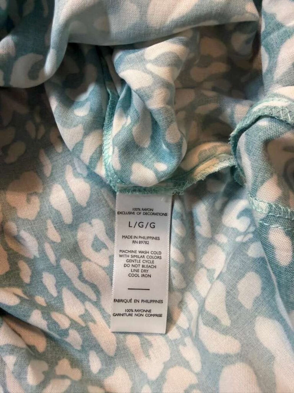 Notori Women's Tunic Dress Size L Blue White Animal Print 100% Rayon Casual - Picture 8 of 9